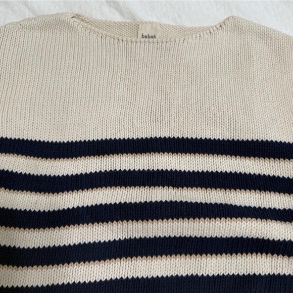 Babaa No.3 Cream and Navy Striped Sweater - Picture 5 of 7